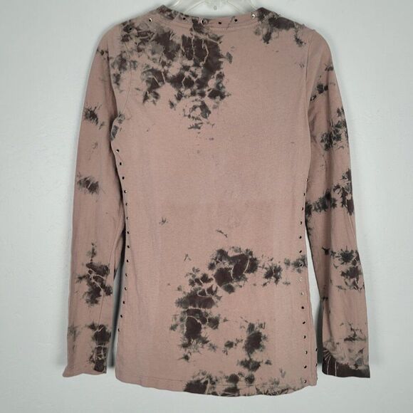 Affliction American Customs Harlow Long Sleeve Top Cutout Studded Tan Size M - Picture 5 of 12